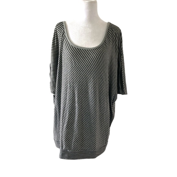 Coldwater Creek XL 16 short dolman sleeve top metallic gray black - Picture 1 of 10